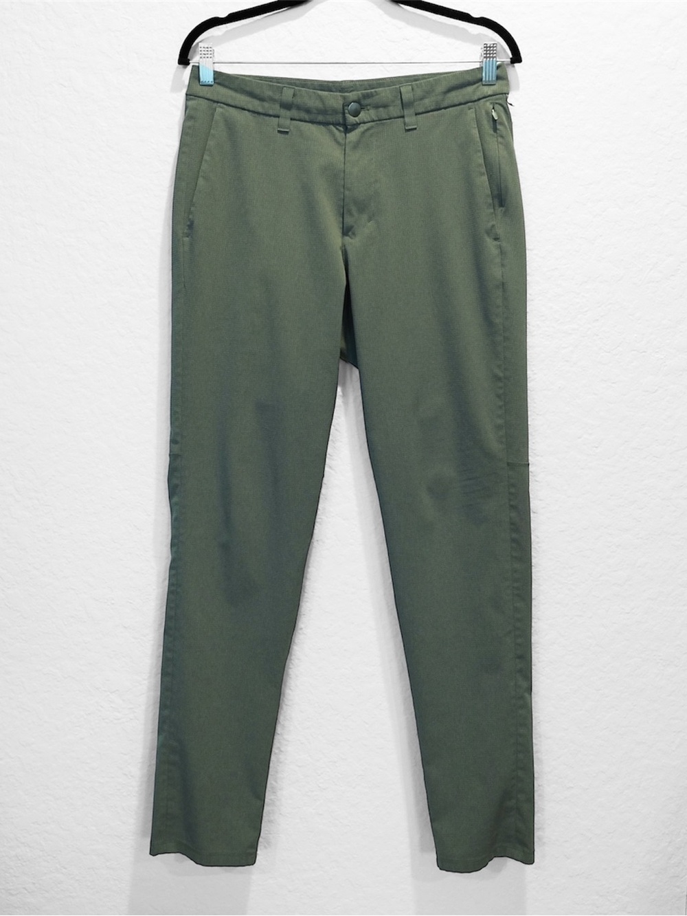 Lululemon Commission Slim Pants Men 30 Green Lightweight Pockets Reflective Golf